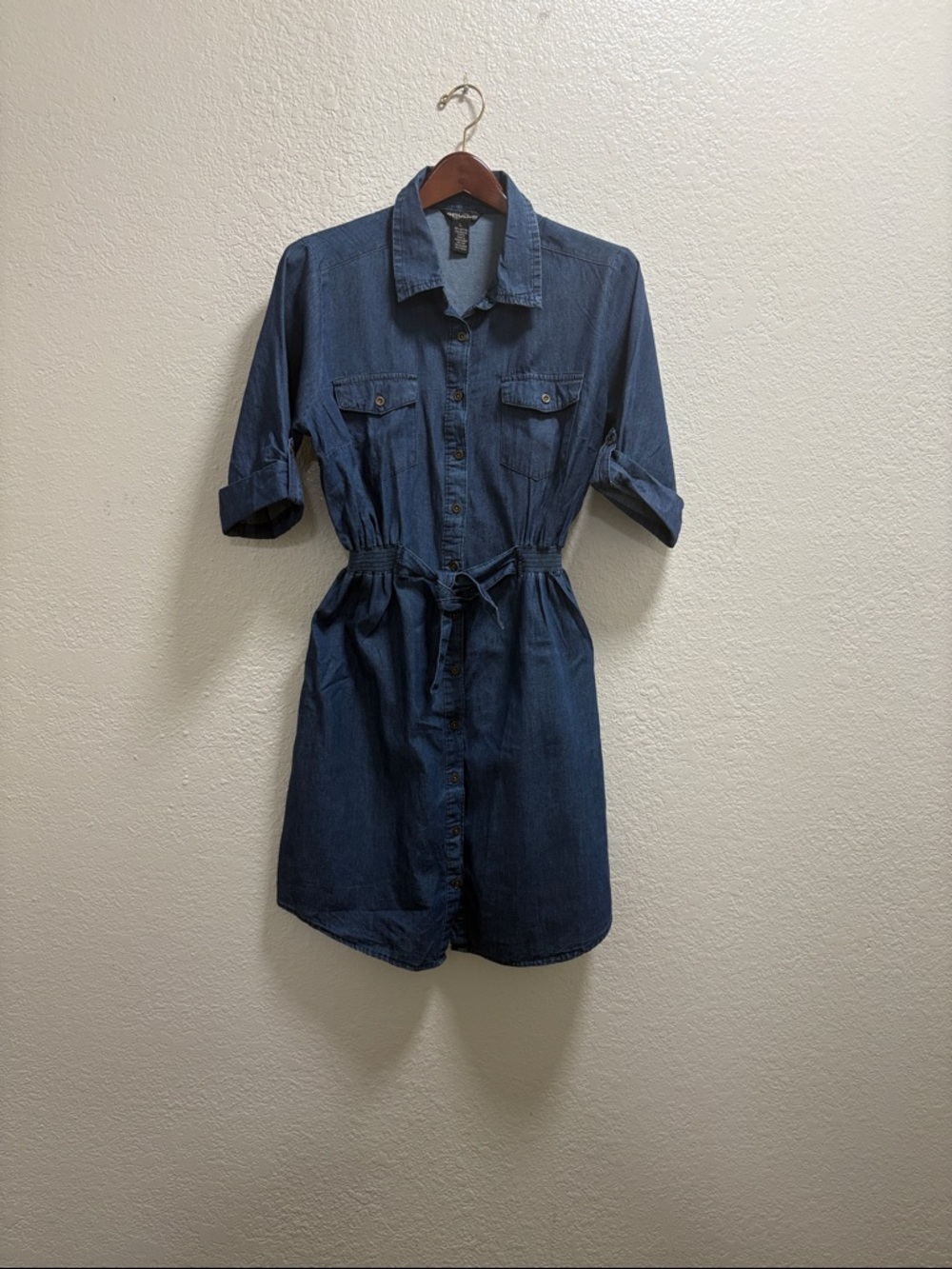 Denim Shirt Midi Dress - Blue